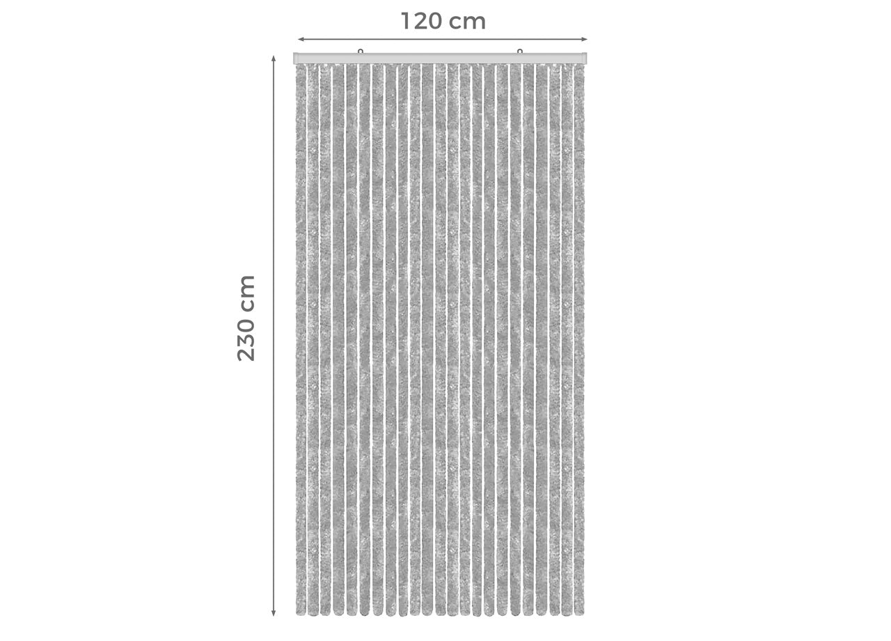 Tenda Antimosca Antirumore Caduta Pannello Porta Finestra Casa In Ciniglia - 120x230 - Grigio