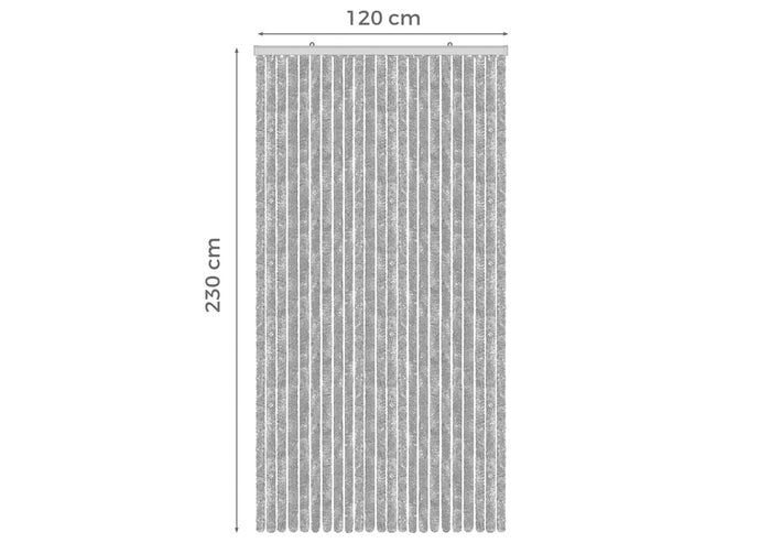 Tenda Antimosca Antirumore Caduta Pannello Porta Finestra Casa In Ciniglia - 120x230 - Grigio