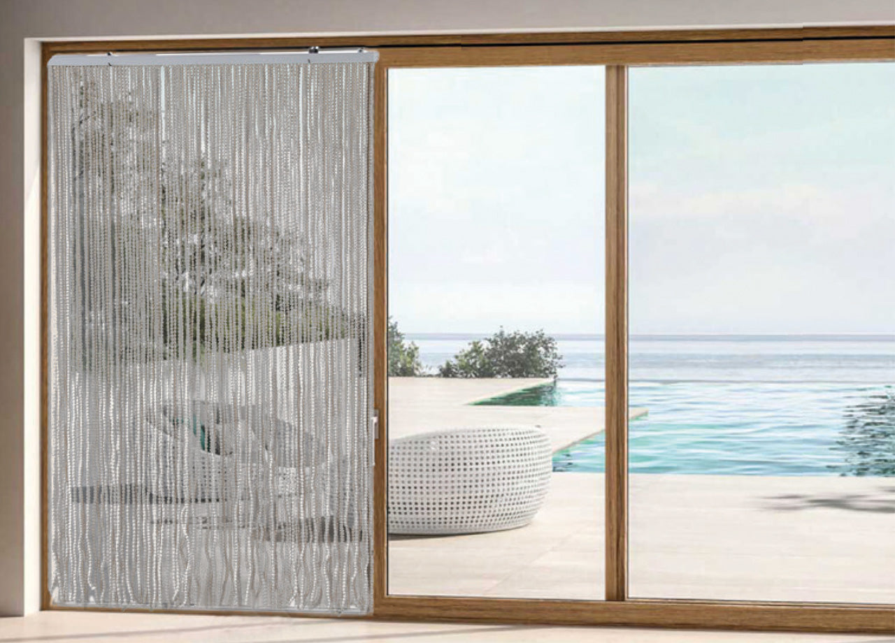 Tenda Antimosca Antirumore Caduta Pannello Porta Finestra Casa Pon Pon - 140X240 - Grigio