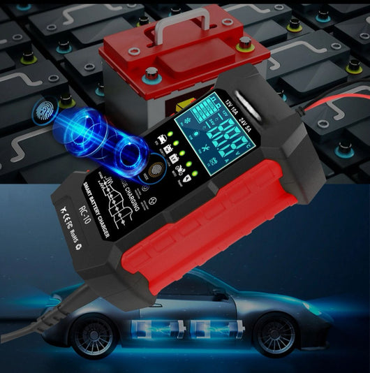 TESTER RICARICA BATTERIA AUTO MOTO 12V 10 A 24 V 5A.DW-RC10