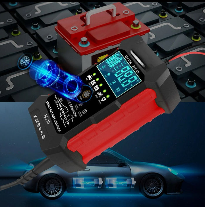 TESTER RICARICA BATTERIA AUTO MOTO 12V 10 A 24 V 5A.DW-RC10