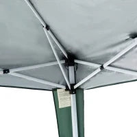 Gazebo Pieghevole da Giardino 2.4x2.4m con Struttura in Acciaio e Corde Antivento, Verde