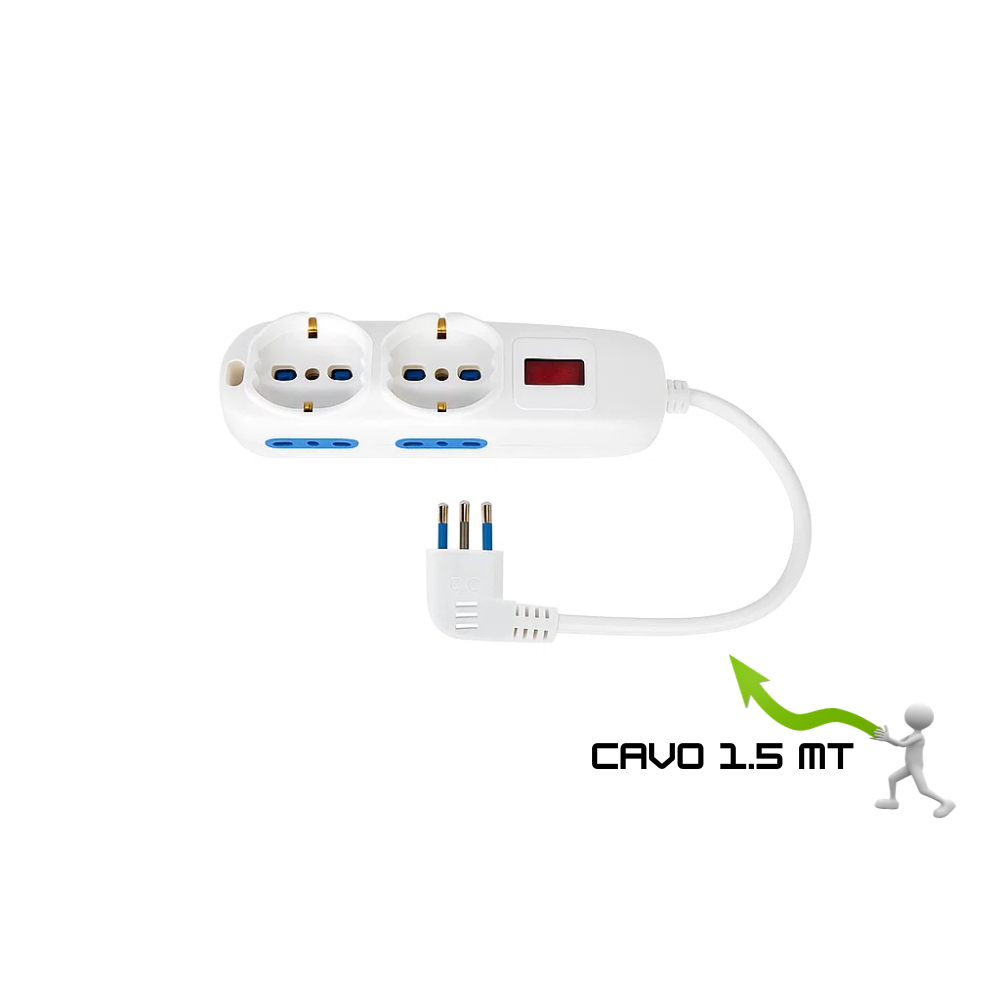 Multipresa ecova eco30226 6 prese con protezione sovraccarico