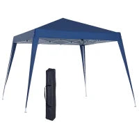 Gazebo Pieghevole da Giardino 2.4x2.4m con Struttura in Acciaio e Corde Antivento, Blu
