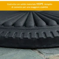 Base per Ombrellone Rotonda in HDPE da 14kg per Pali da Ф35-38-48mm, Ø49x32A cm, Nero