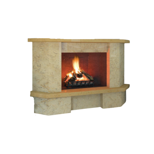 Camino parigi rivestimento marmo pietra con focolare refrattario m100 angolare