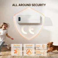 Stufa Elettrica a Basso Consumo da Parete 2000W con 3 Modalità Display LED Termostato Timer e Oscillazione Bianco