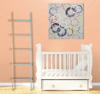 Dipinto Su Tela Floating Circles -A- Cm 80X3X80