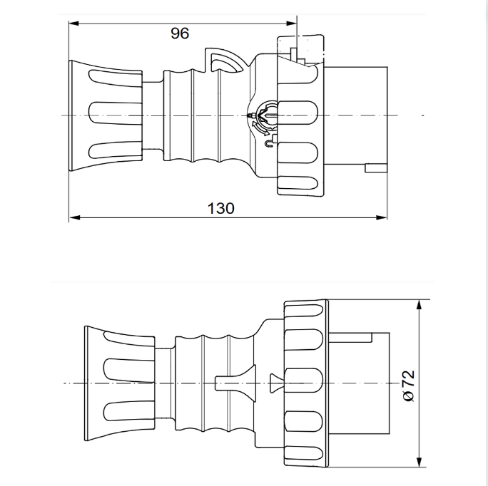 Spina mobile diritta industriale blu 2p+t 16a monofase 230v ip67 gw60026h