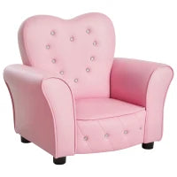 Poltroncina per Bambini Imbottita, Poltrona per cameretta con Rivestimento in PVC e Struttura in Legno, 59x41.5x49cm, Rosa