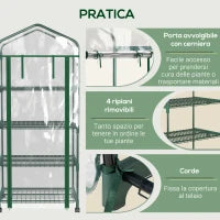 Serra per Piante Verticale con Scaffale a 4 Ripiani in Acciaio e PVC Bianco, 69x50x165cm