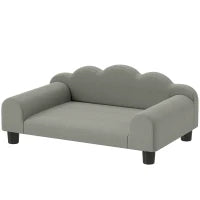 Divano per Cani con Braccioli di Supporto, in Legno e Tessuto French Terry, 66x42x28.5 cm, Grigio