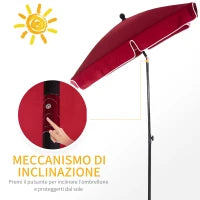 Ombrellone da Giardino Rettangolare 2x2.4 m con Inclinazione Regolabile, Rosso e Nero