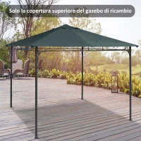 Tetto di Ricambio per Gazebo 3x3 m in Poliestere Grigio con 8 Fori di Ventilazione