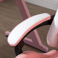 Poltrona da Gioco, Sedia da Ufficio Ergonomica Gamer con Poggiatesta, Cuscino Lombare, Sedia da Ufficio Regolabile in Altezza Girevole a 360° in Ecopelle PVC, 64 x 67 x 119-127 cm, Rosa e Bianco