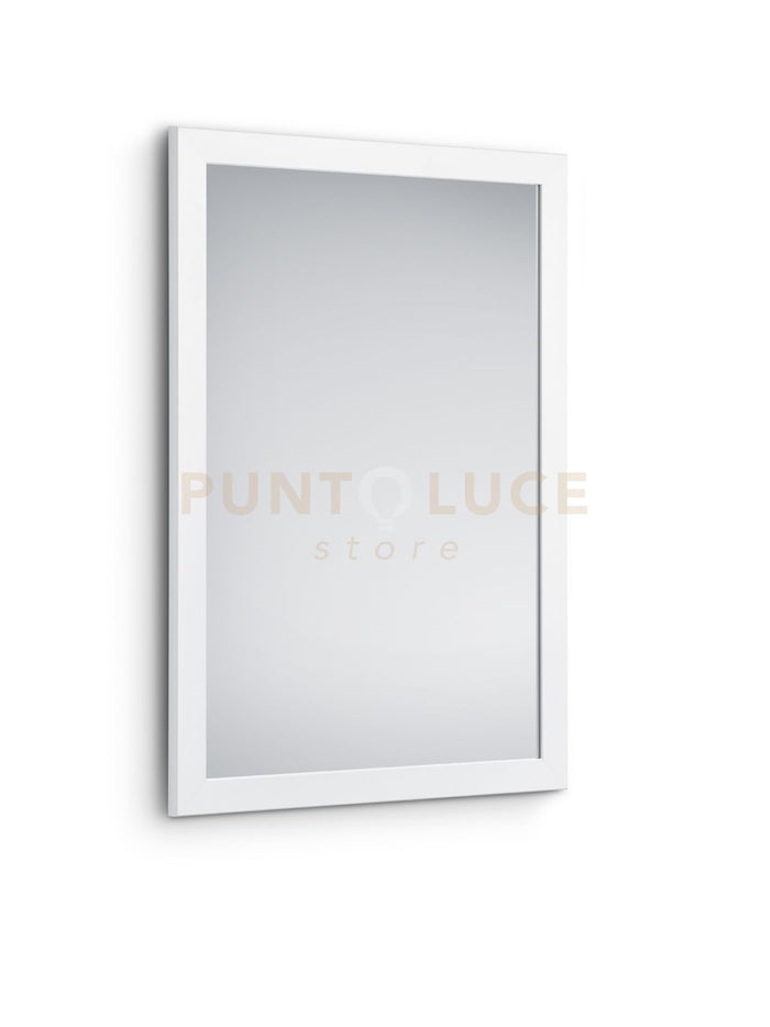 KIM SPECCHIO DA PARETE CON CORNICE LISCIA CON GANCI X INSTALLAZIONE ORIZZONTALE E VERTICALE 48X68CM BIANCO