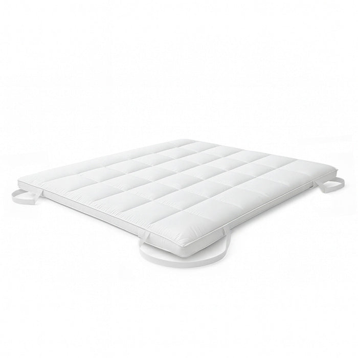 The White Stone Topper 160x200 cm in Ovatta da 500 gr | Coprimaterasso Imbottito | Rivestimento in Microfibra Traspirante, Con Elastici agli Angoli | Protezione Materasso