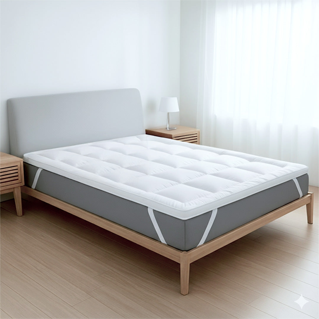 The White Stone Topper 120x190 cm in Ovatta da 800 gr | Coprimaterasso Imbottito in Palline di Ovatta con Rivestimento in Microfibra Traspirante | Comfort e Volume Extra | Protezione Materasso