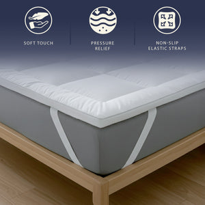 The White Stone Topper 140x190 cm in Ovatta da 800 gr | Coprimaterasso Imbottito in Palline di Ovatta con Rivestimento in Microfibra Traspirante | Comfort e Volume Extra | Protezione Materasso