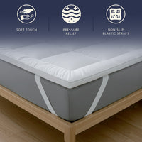 The White Stone Topper 160x200 cm in Ovatta da 800 gr | Coprimaterasso Imbottito in Palline di Ovatta con Rivestimento in Microfibra Traspirante | Comfort e Volume Extra | Protezione Materasso