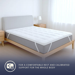 The White Stone Topper 160x190 cm in Ovatta da 800 gr | Coprimaterasso Imbottito in Palline di Ovatta con Rivestimento in Microfibra Traspirante | Comfort e Volume Extra | Protezione Materasso
