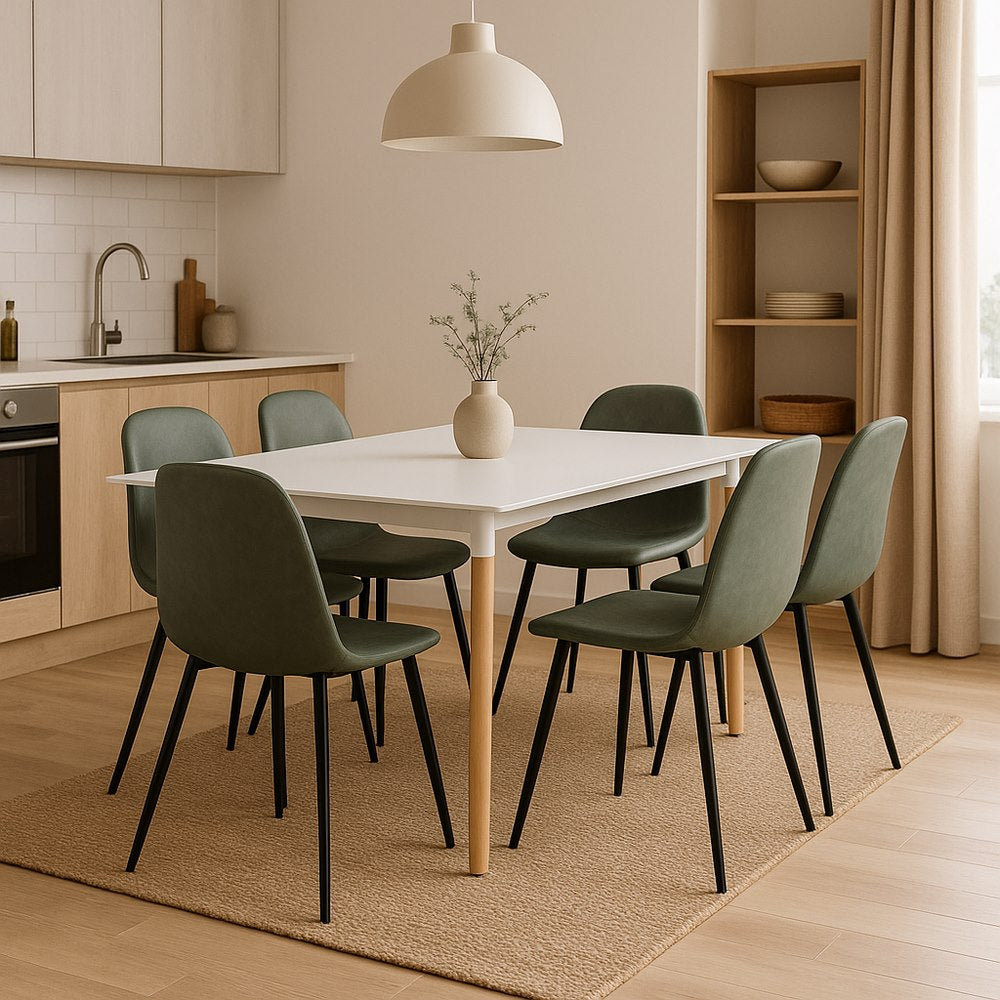 Set 4 sedie in ecopelle imbottita verde modello Bella