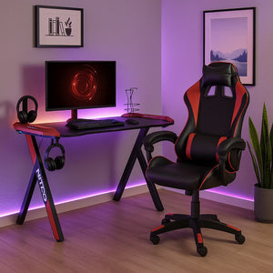 Poltrona Sedia Gaming casa e ufficio da scrivania con poggiapiedi e schienale reclinabile