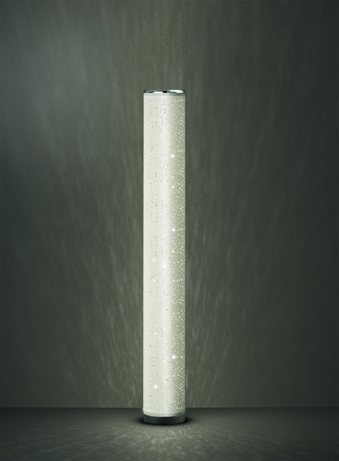 TICO PIANTANA LED 8W 700lm, 3000K CILINDRO TESSUTO BIANCO MICROFORATO EFFETTO CIELO STELLATO CON TELECOMANDO MULTIFUNZIONE H. 103CM DIMMERABILE