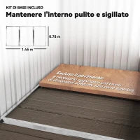 Casetta da Giardino Porta Attrezzi in Acciaio con Porta Bloccabile, 161x95x163/181cm, Grigio