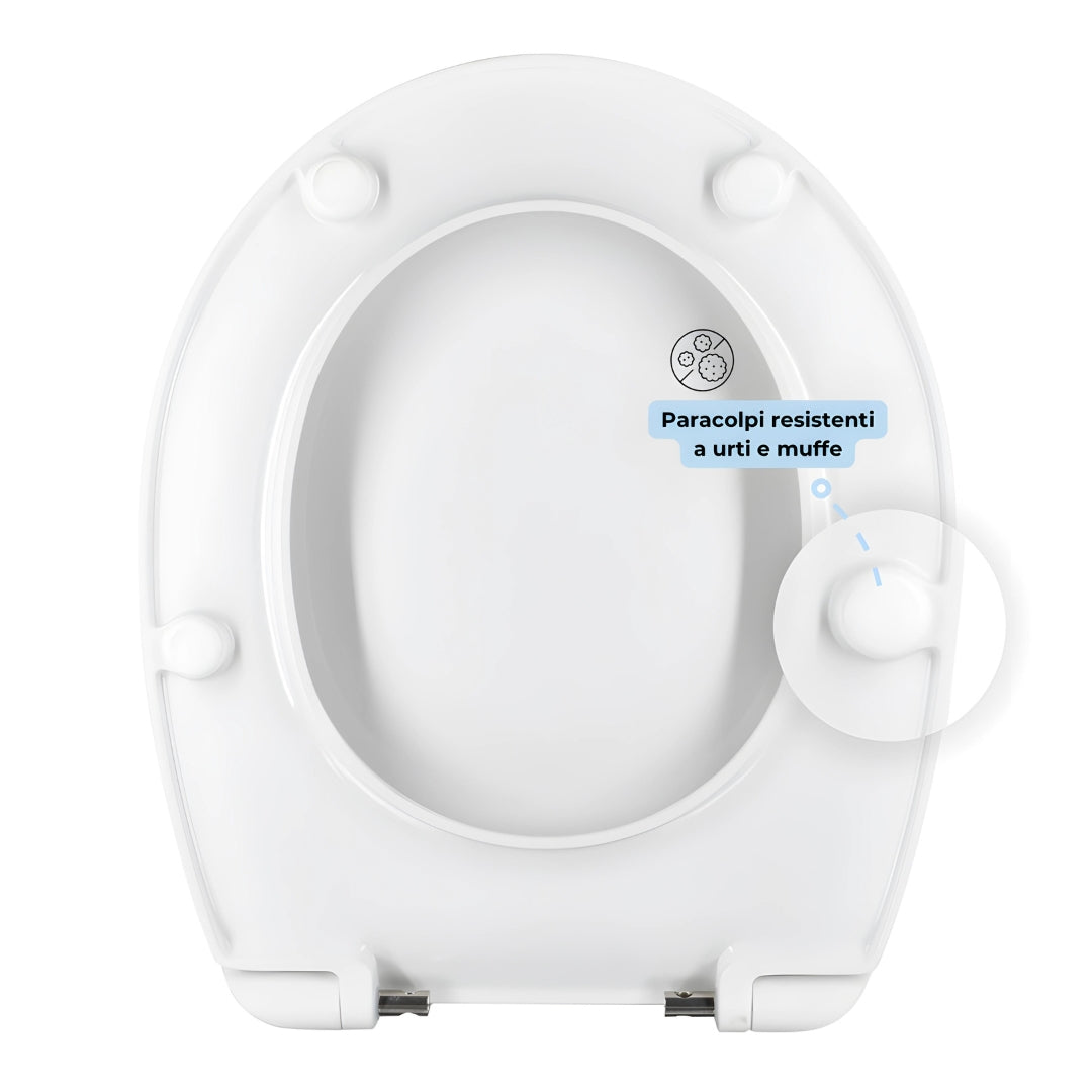 Sedile bianco lucido termoplastico per serie dark con chiusura rallentata frizionata *** confezione 1