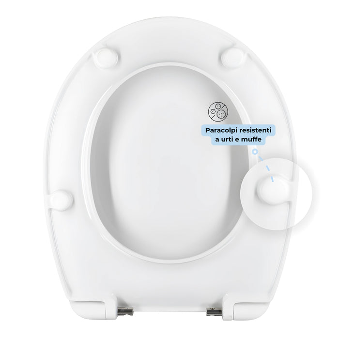 Sedile bianco lucido termoplastico per serie dark con chiusura rallentata frizionata *** confezione 1