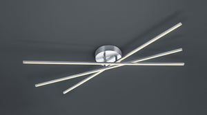 TIRIAC PLAFONIERA LED 27W 2850lm, 3000KGRANDE 3 BACCHETTE ORIENTABILI DI METALLO ACCIAIO SATINATO DIMMERABILE CON INTERRUTTORE A SCATTO D.100CM