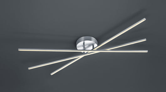 TIRIAC PLAFONIERA LED 27W 2850lm, 3000KGRANDE 3 BACCHETTE ORIENTABILI DI METALLO ACCIAIO SATINATO DIMMERABILE CON INTERRUTTORE A SCATTO D.100CM