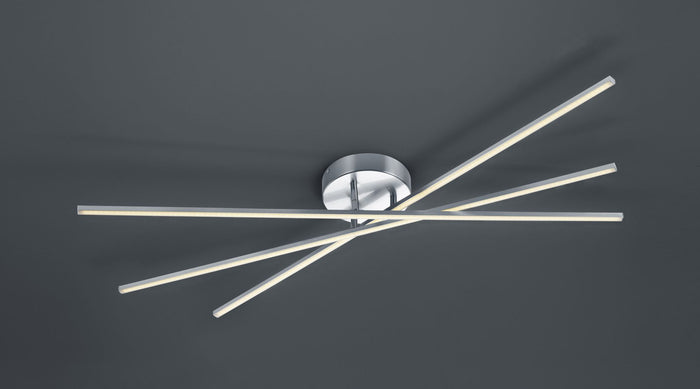 TIRIAC PLAFONIERA LED 27W 2850lm, 3000KGRANDE 3 BACCHETTE ORIENTABILI DI METALLO ACCIAIO SATINATO DIMMERABILE CON INTERRUTTORE A SCATTO D.100CM