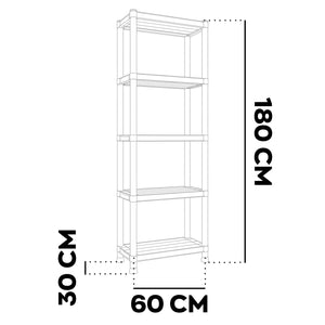 Titan S - Scaffale Modulare 5 Ripiani 60x30xH180 cm in Resina Nero
