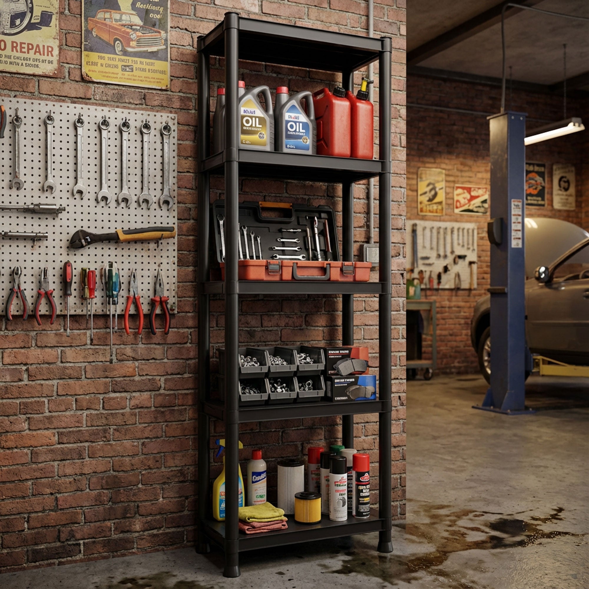 Titan S - Scaffale Modulare 5 Ripiani 60x30xH180 cm in Resina Nero