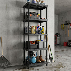 Titan X - Scaffale Modulare 5 Ripiani 90x45xH185 cm in Resina Nero