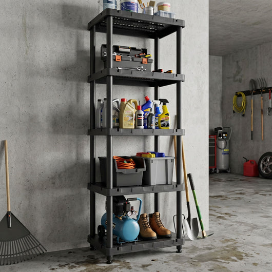 Titan X - Scaffale Modulare 5 Ripiani 90x45xH185 cm in Resina Nero