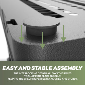 Titan X - Scaffale Modulare 5 Ripiani 90x45xH185 cm in Resina Nero