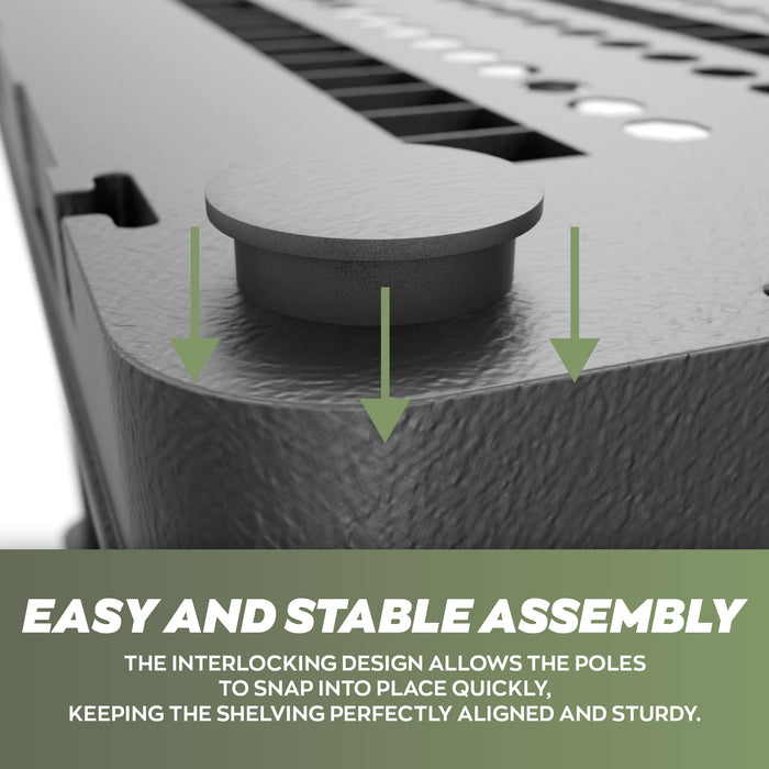 Titan X - Scaffale Modulare 5 Ripiani 90x45xH185 cm in Resina Nero