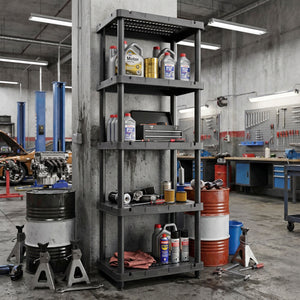 Titan X - Scaffale Modulare 5 Ripiani 90x45xH185 cm in Resina Nero