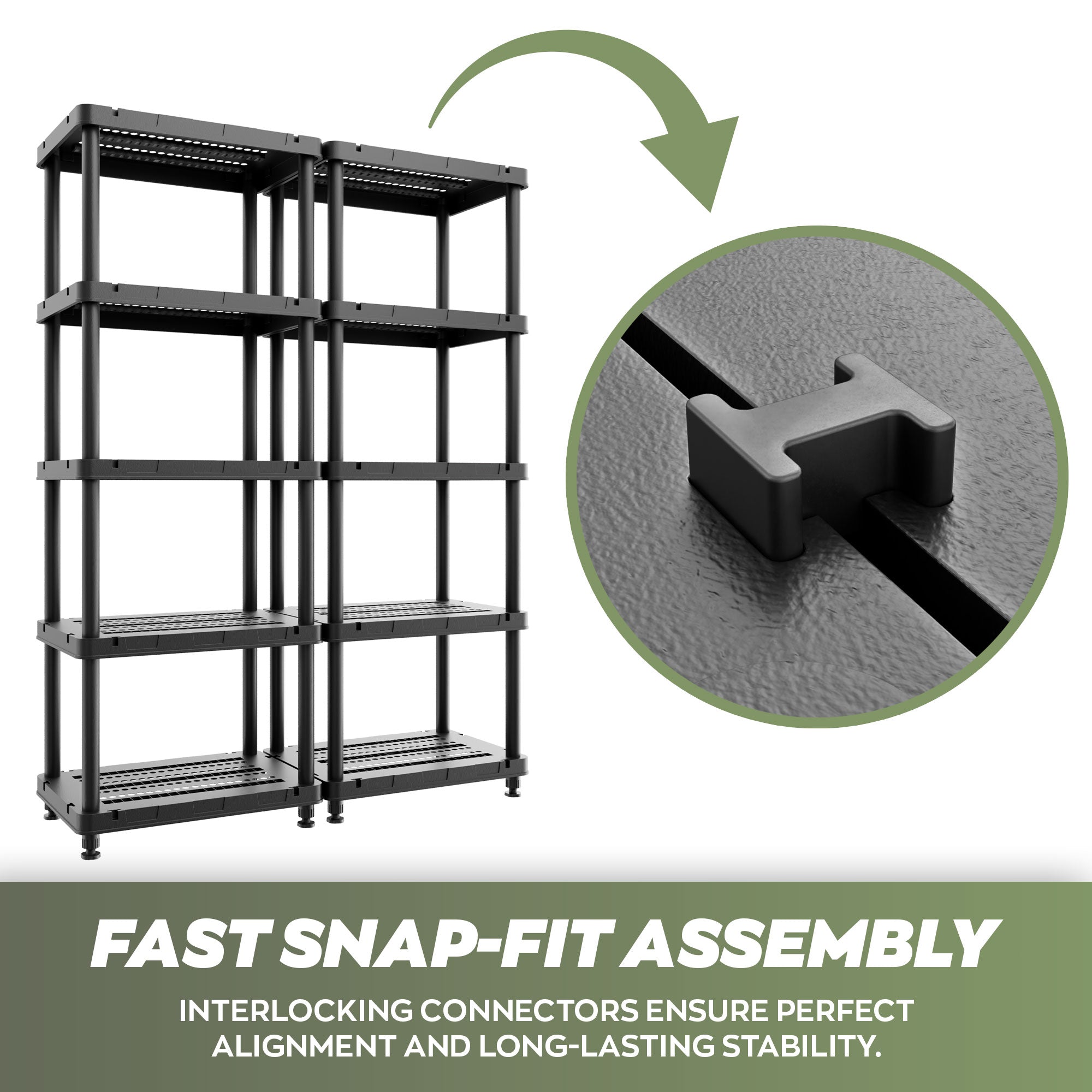 Titan X - Scaffale Modulare 5 Ripiani 90x45xH185 cm in Resina Nero