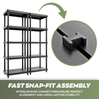 Titan X - Scaffale Modulare 5 Ripiani 90x45xH185 cm in Resina Nero