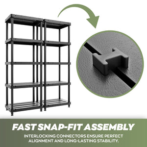 Titan X - Scaffale Modulare 5 Ripiani 90x45xH185 cm in Resina Nero