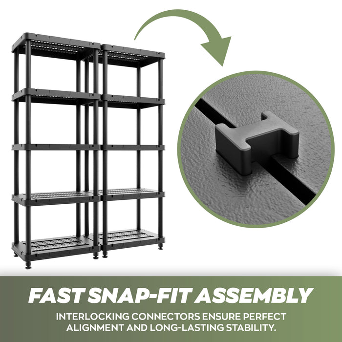 Titan X - Scaffale Modulare 5 Ripiani 90x45xH185 cm in Resina Nero