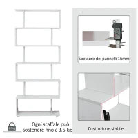 Libreria di Design Mobili Ufficio Scaffale in Legno 80x24x191cm Bianco