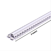 Profilo alluminio integrato optonica 5165 per strisce led 2m grigio