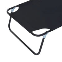 Sdraio Pieghevole Reclinabile su 4 Livelli con Foro per Lettura e Cuscino in Tessuto Oxford e Acciaio, 187x58x36 cm, Nero