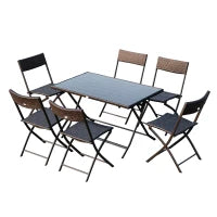 Set Tavolo e Sedie da Giardino 7pz Tavolo da Giardino con 6 Sedie Pieghevoli Mobili da Esterno Polyrattan