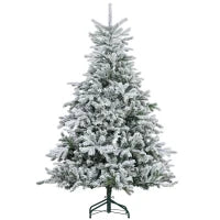 Albero di Natale Innevato con 1321 Rami Ignifughi, in Plastica e Metallo, Ø115x180 cm, Verde
